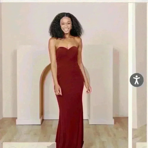 Velvet Strapless Floor Length Dress in Romantic Rose - Picture 7 of 8